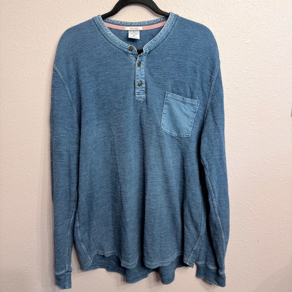 Lucky Brand Men's Long Sleeve Henley Tee - Blue